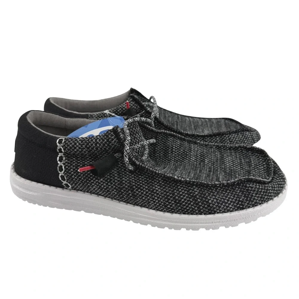 Hey Dude Wally Funk Open Mesh Mens Loafers Black White Size‎ 12 New Comfort